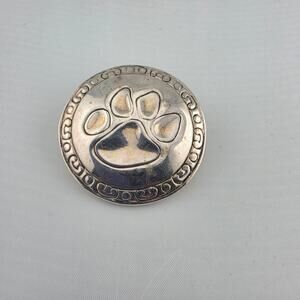 Vintage MJ Marie Jennifer Paw Print Pendant Brooch Pin Silver Tone